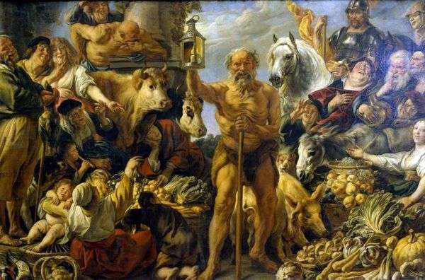Diogenesが男を探しています   Jacob Jordaens