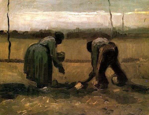 農民と農民の植栽ポテト   Vincent Van Gogh