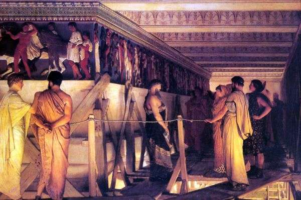 Phidiasはパルテノン神殿を友人に見せる   Lawrence Alma Tadema