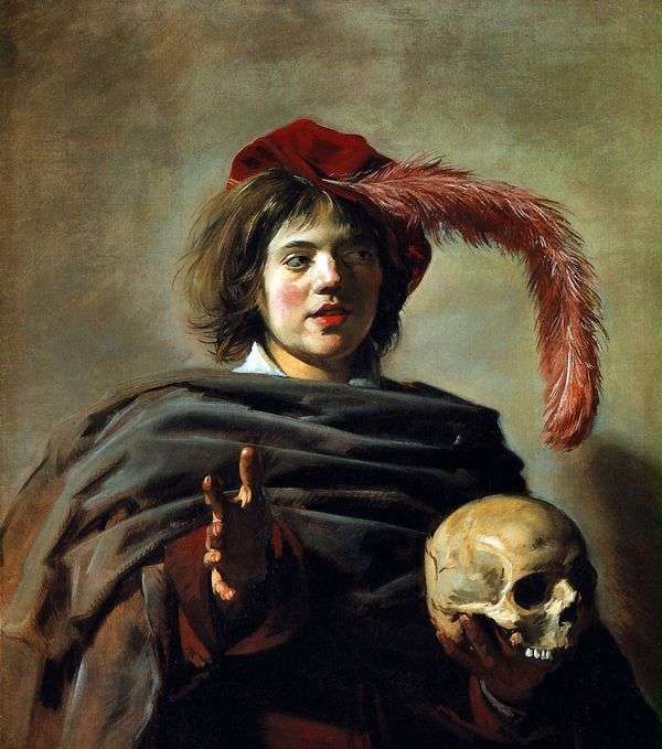 頭蓋骨を持つ若い男の肖像（バニタス）   フランスハルス