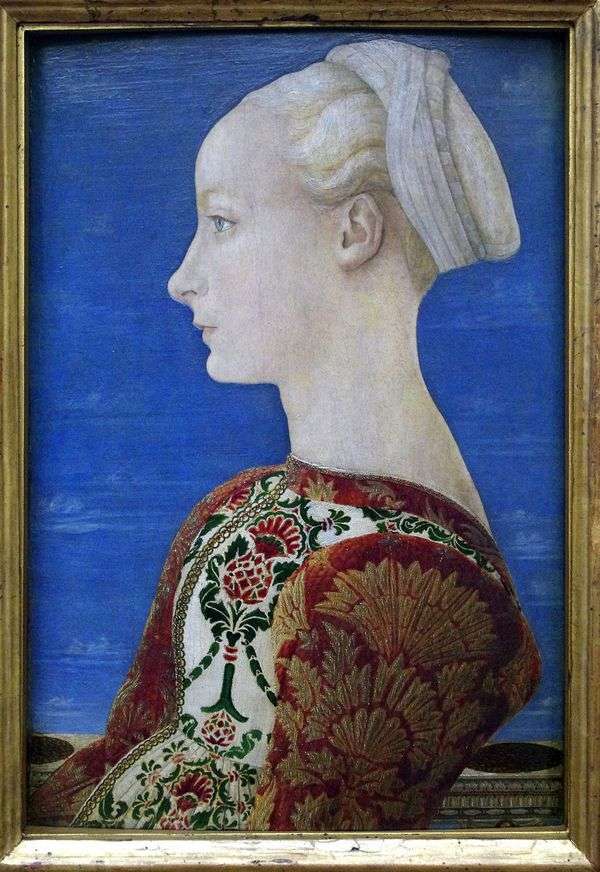 左側のプロフィールの若い女性の肖像画   Antonio del Pollaiolo