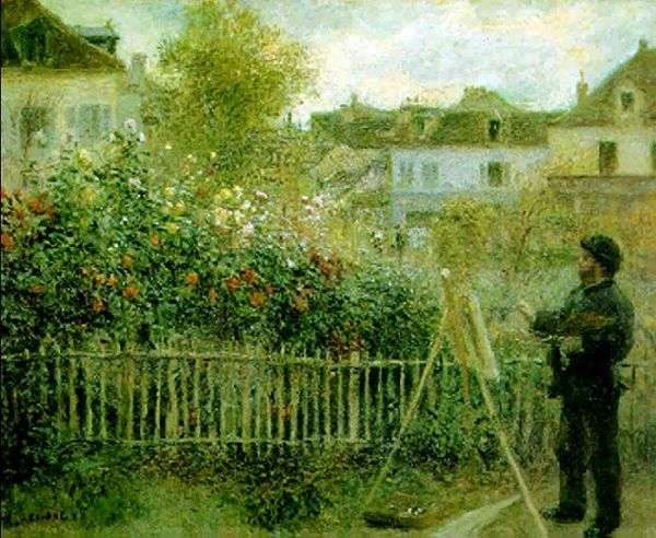 彼の庭で働いているクロード・モネ   Pierre Auguste Renoir