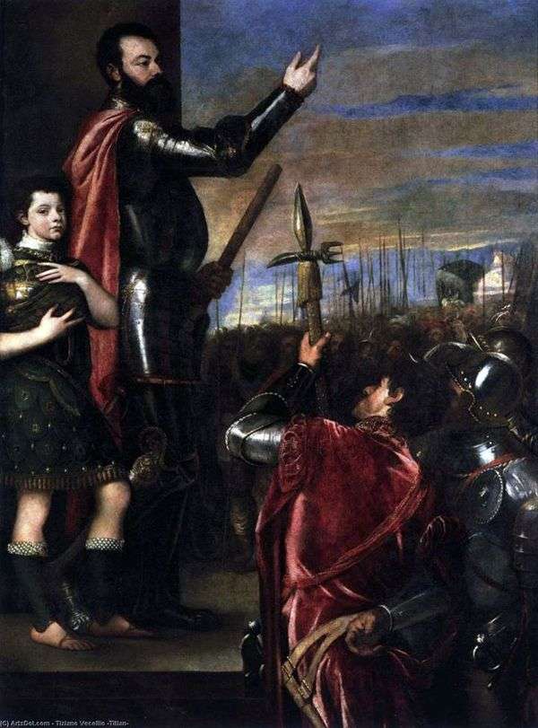 Marquis del Vastoの戦士たちへのスピーチ   Titian Vecellio
