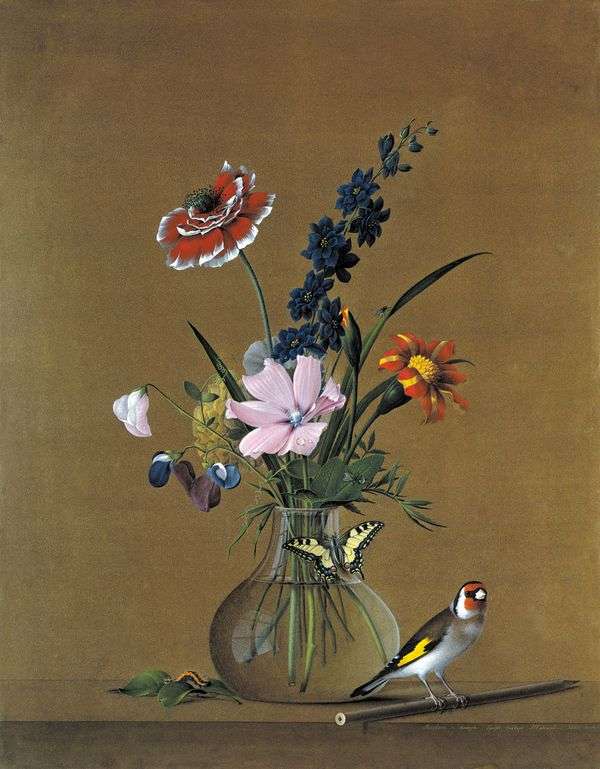 花束、蝶と鳥   Fedor Tolstoy